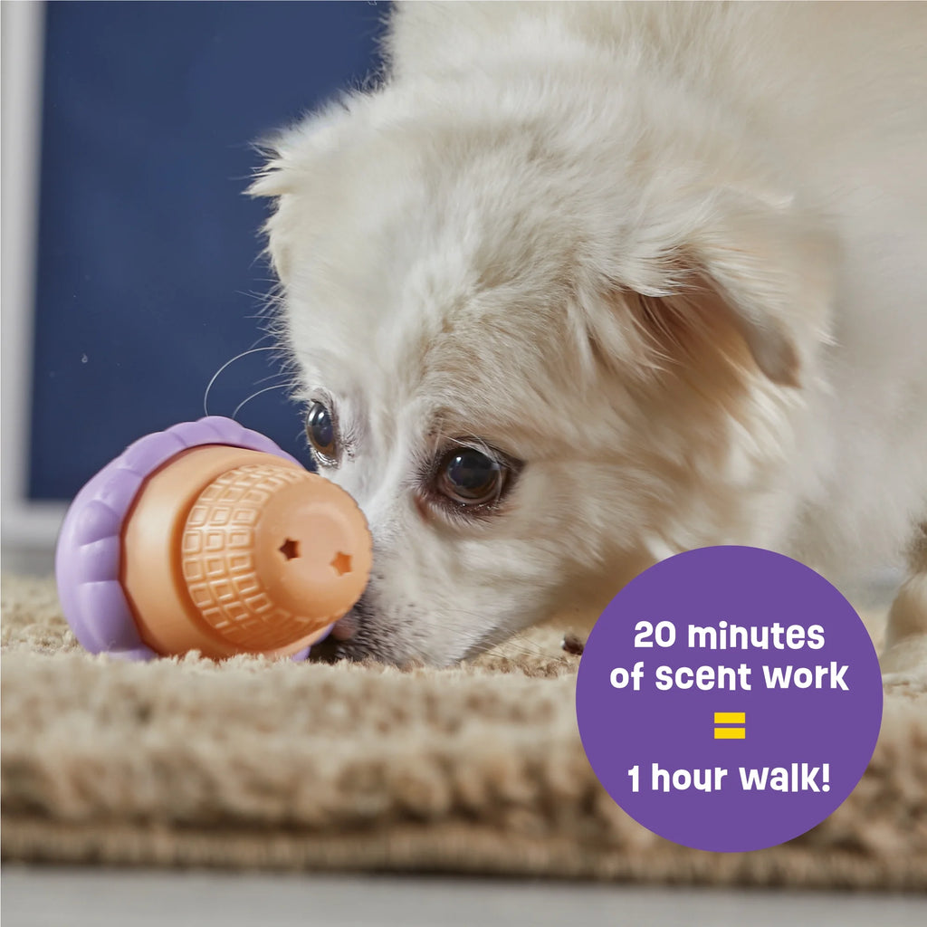 Brightkins Ice Cream Dog Toy Treat Dispenser, Playful Training for Small & Medium Dogs to Chew