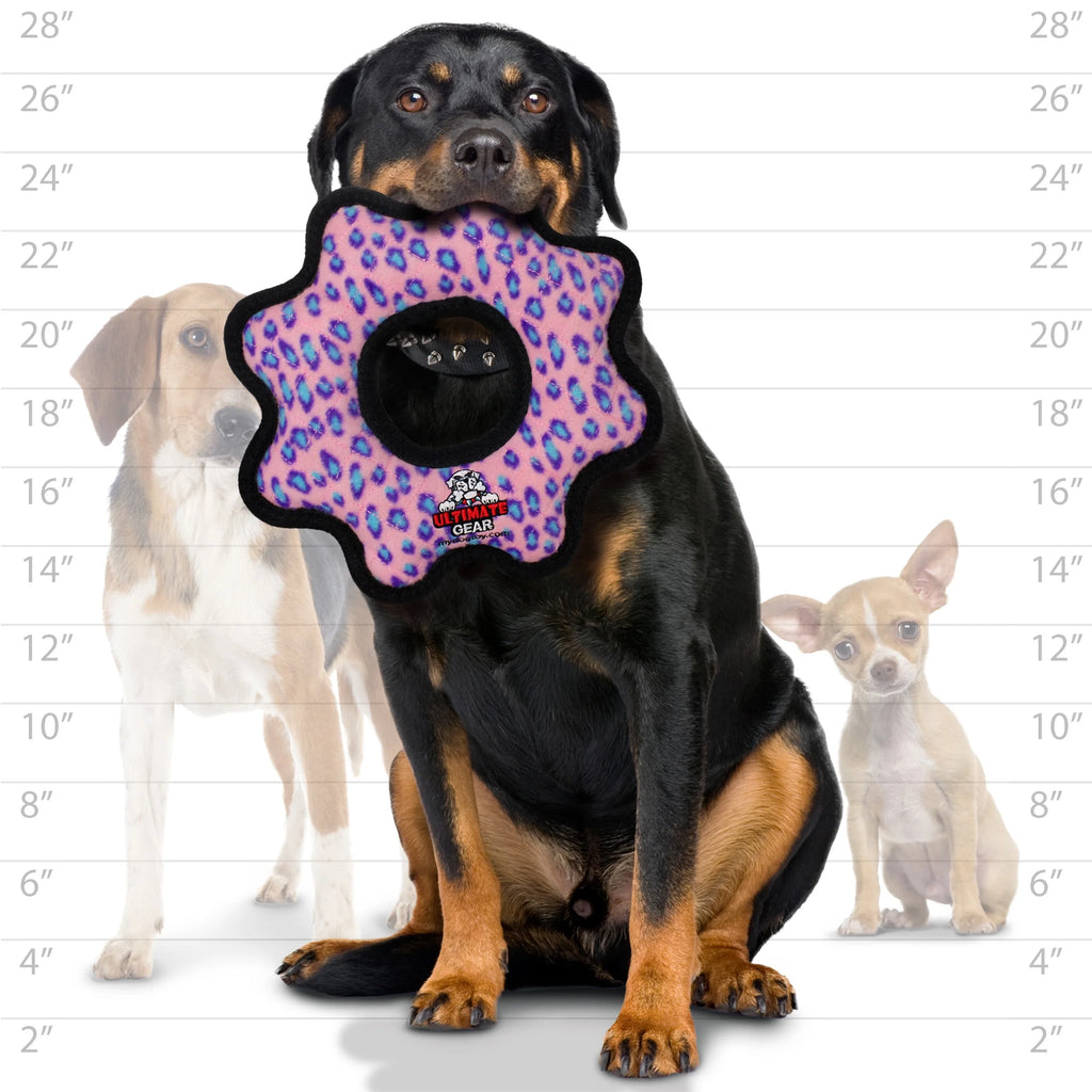 Ultimate Gear Ring Pink Leopard Durable Plush Squeaky Dog Toy