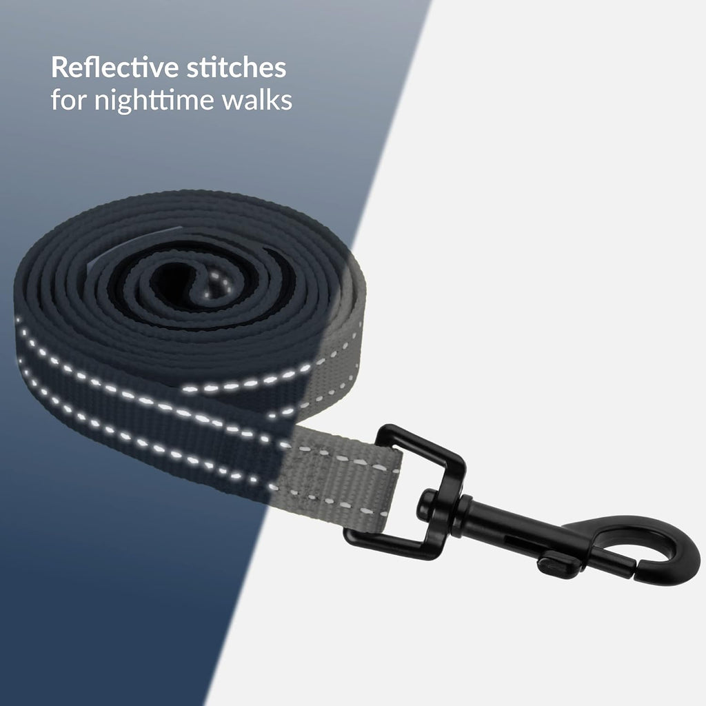 Dog Leash Durable Pet Leash for Walking Training Running for Small, Medium and Large (Reflective Padded, Grey, S)