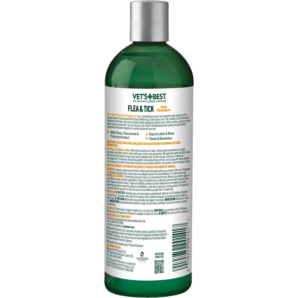 Flea & Tick Shampoo for Dogs – Peppermint Scent - 12Oz