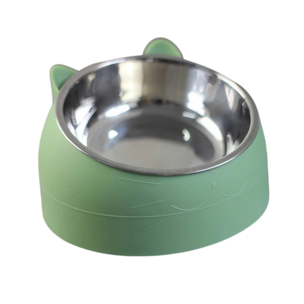 Pet Food Water Bowls Tilted Elevated Raised Cat Bowls Cat Feeder Dishes Protect Cats, Small Dogs Indoor Green