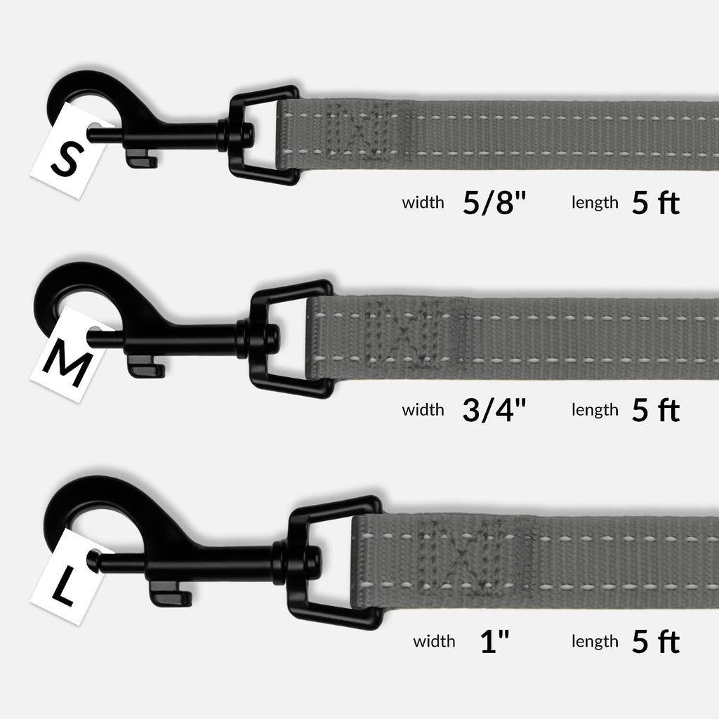 Dog Leash Durable Pet Leash for Walking Training Running for Small, Medium and Large (Reflective Padded, Grey, S)