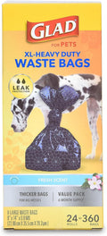 Extra Large, Heavy Duty Scented Dog Waste Bags Value Pack - 360 Count
