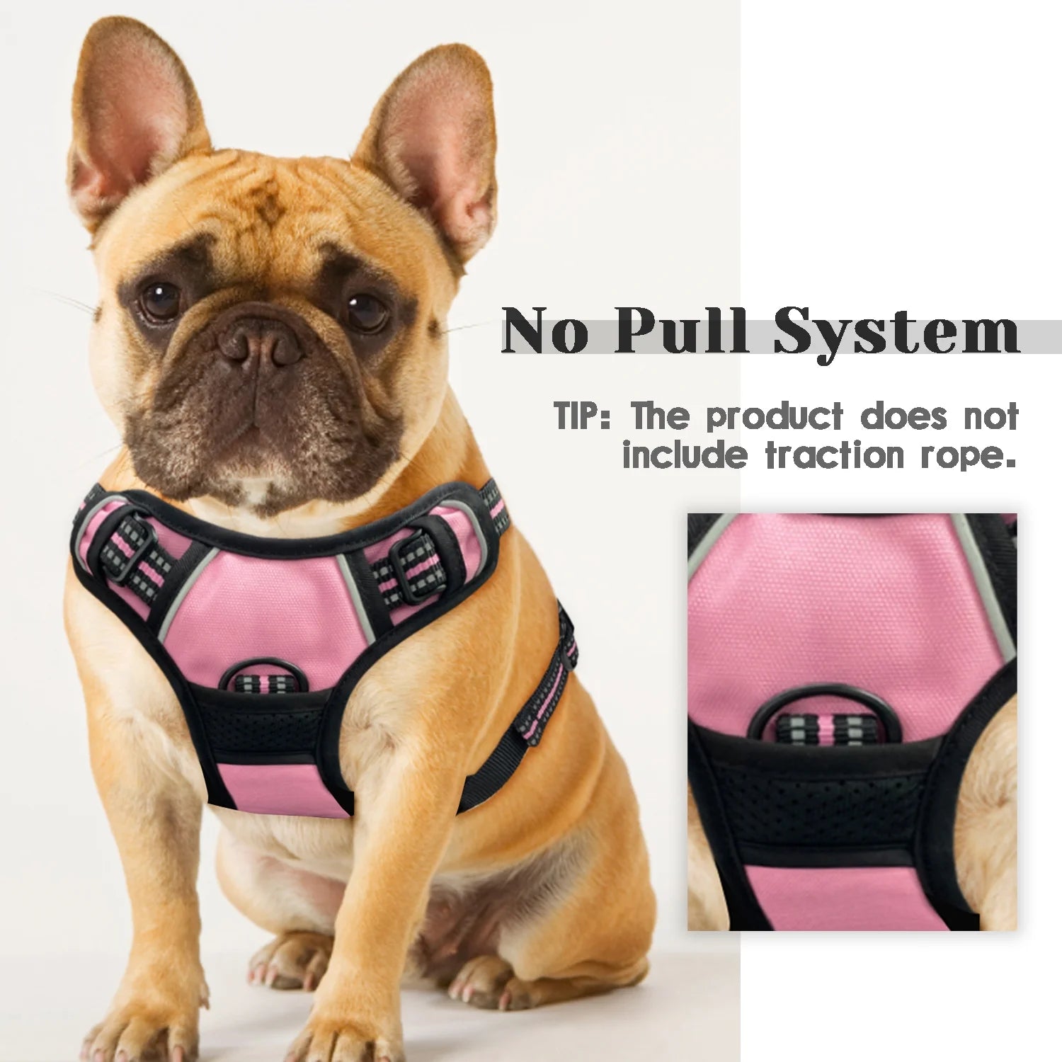 No Pull Dog Harness, Adjustable Dog Walking Harness with Breathable Padded Vest, Pink/Xl