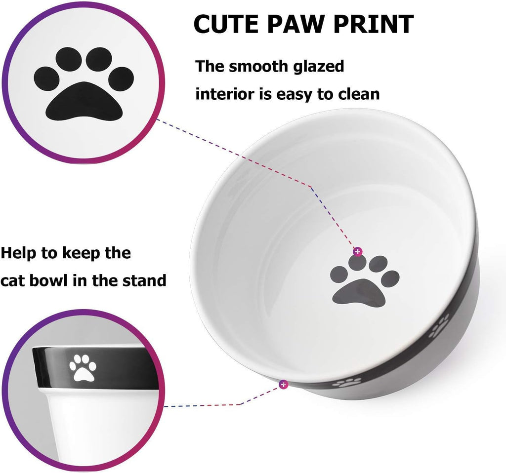 Raised Dog Bowls, Elevated Dog Bowls 24Oz, Ceramic Dog Cat Bowls for Food and Water, Pet Bowls for Cats and Small Dogs, Prevent Neck Pain, anti Slip Feet, White