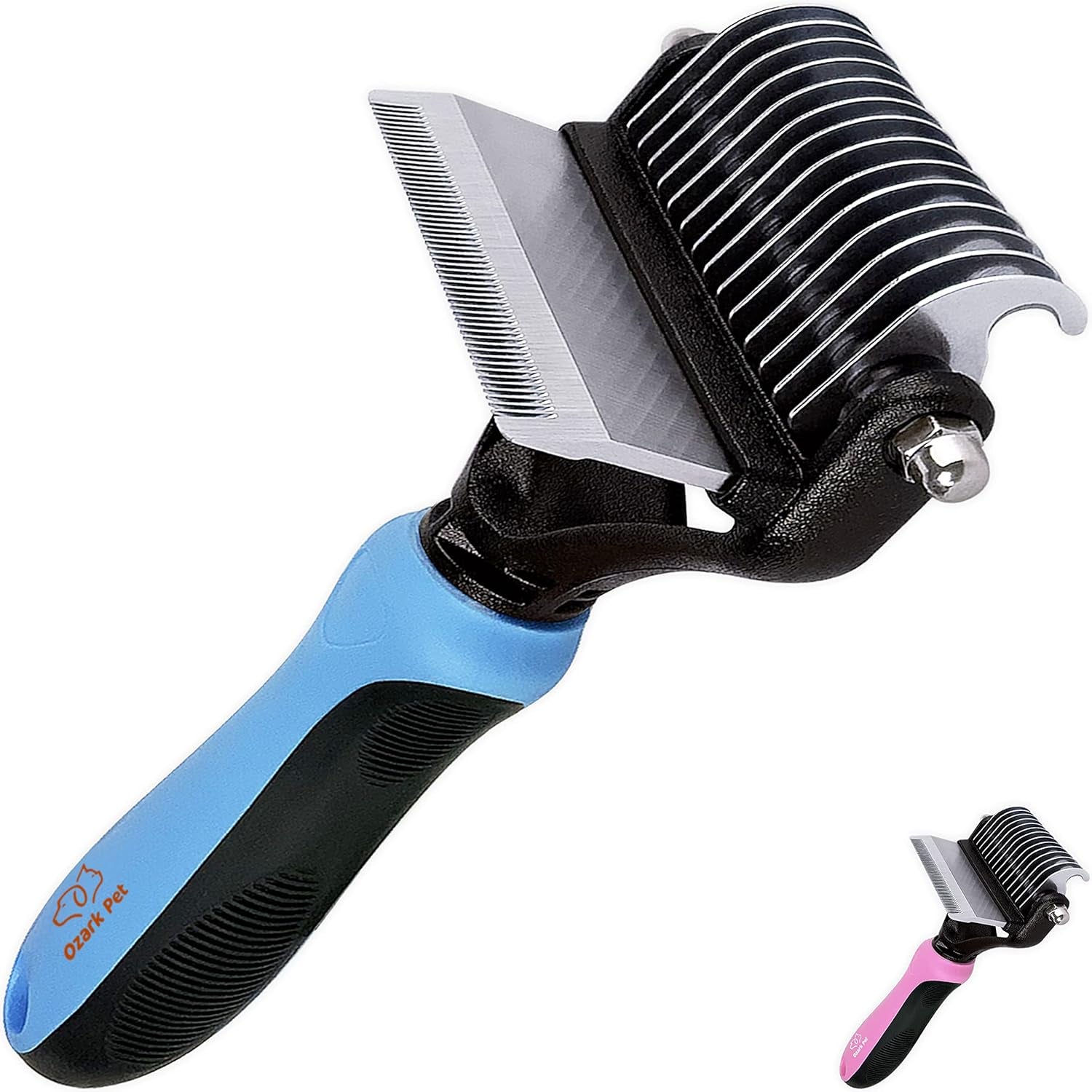 Dog Brush and Cat Brush-With Deshedding Brush, Dog Dematting Tools, Undercoat for Dogs, Deshedding Tool, Reduce Shedding up to 95%, for Short to Long Hair, and Large Breeds by  (Blue L)