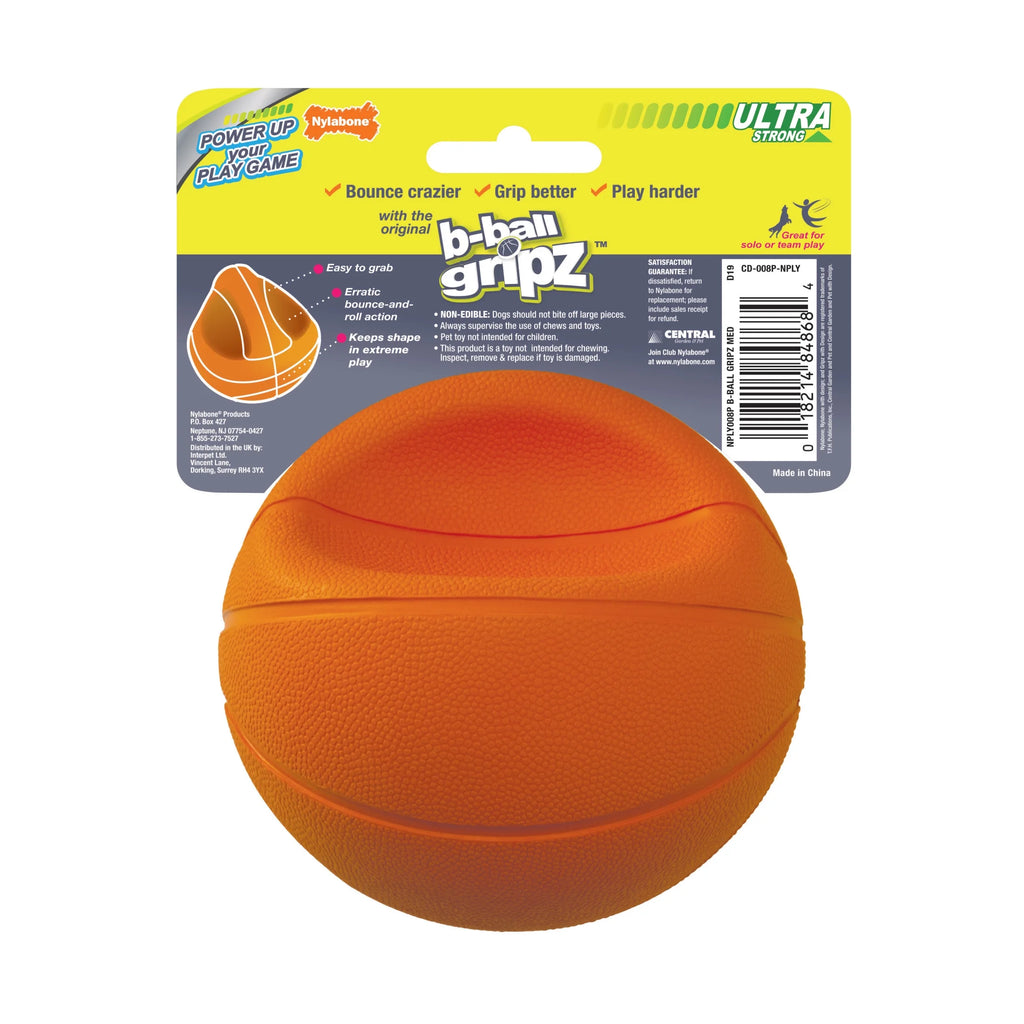 Power Play Basketball Gripz Dog Toy, Dog Balls, Squeaky Toy for Dogs, Medium