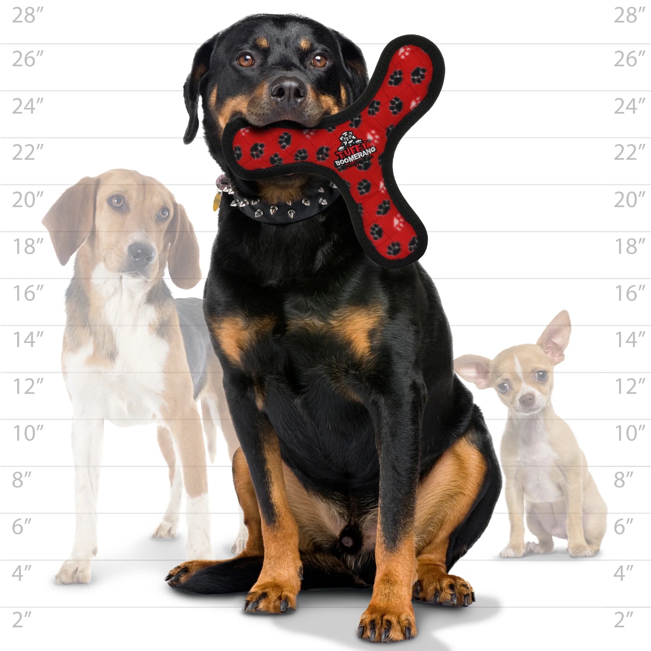 Ultimate Boomerang Red Paw Durable Plush Squeaky Dog Toy