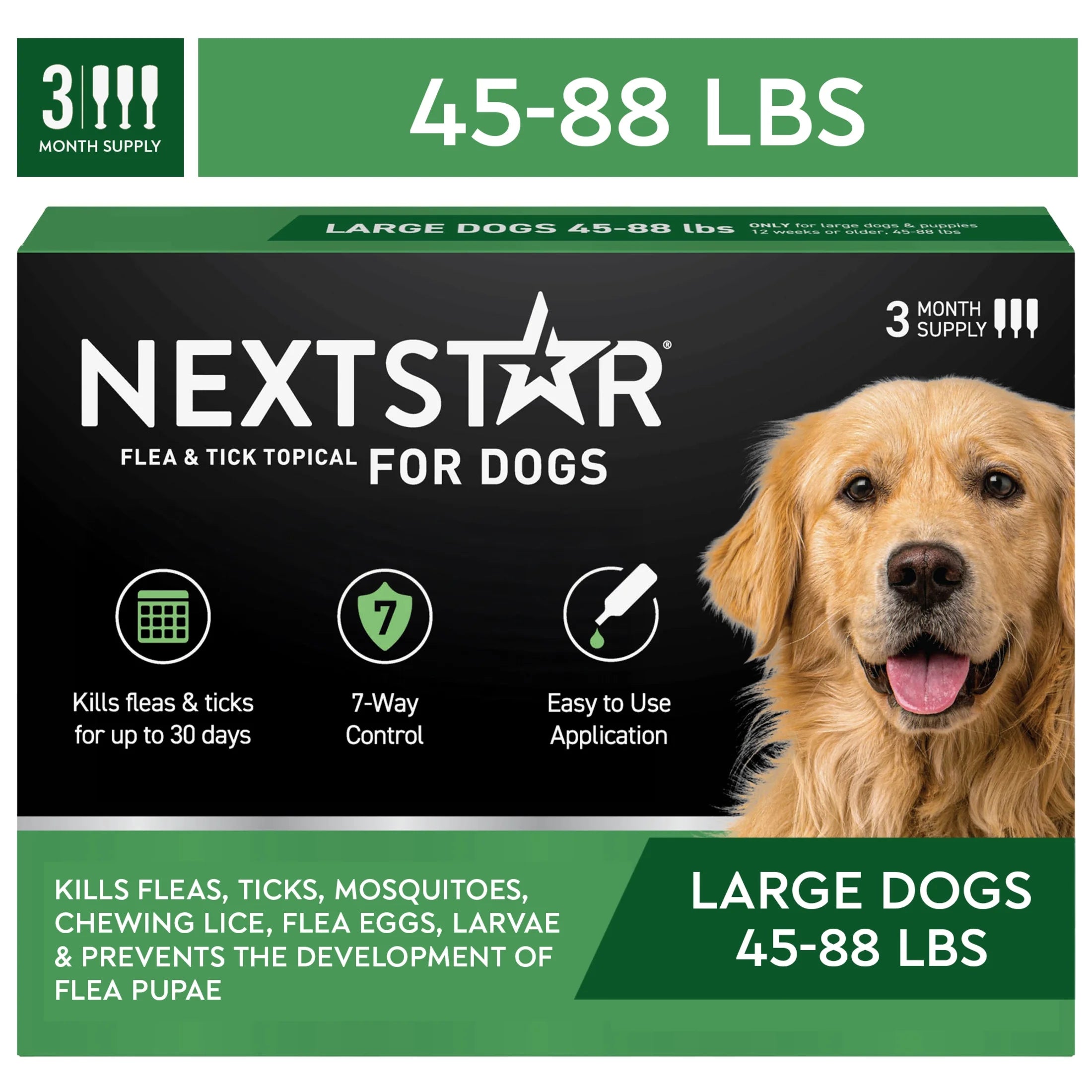 (2 Pack)  Flea & Tick Topical Prevention for Dogs 45-88 Lbs, 3-Month Supply