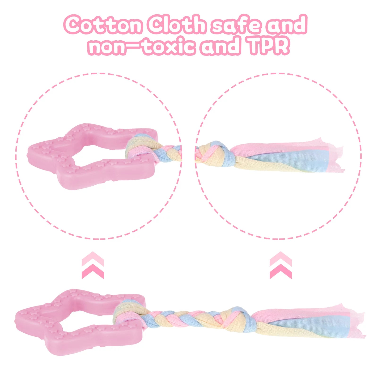 5 Pack Puppy Chew Toys for Teething Small Dogs, Pink Rubber Puppy Teething Toys Plush Squeaky Dog Toys for Cleaning Teeth Interactive Pet Doggy Bone Toys