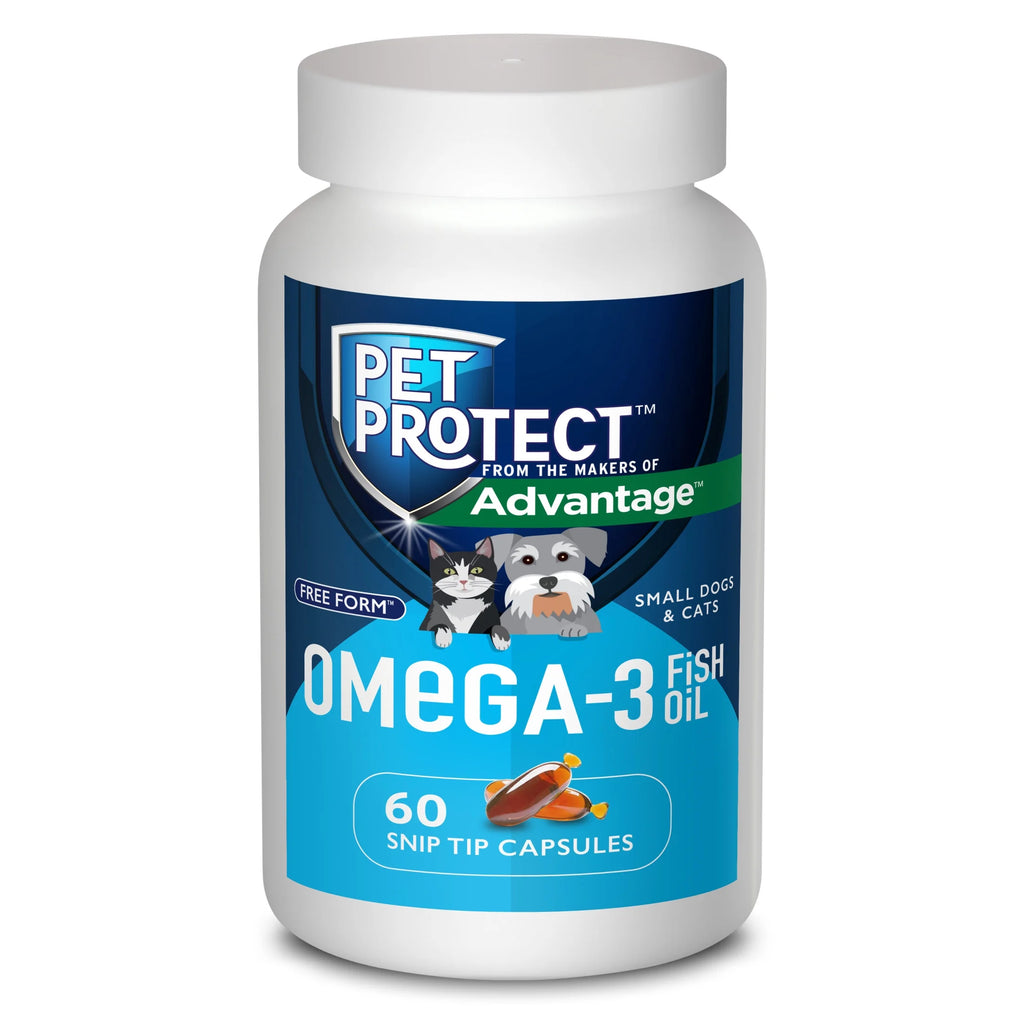 Cat & Small Dog Omega-3 Supplement, Free Form Blend, 60 Snip-Tip Capsules