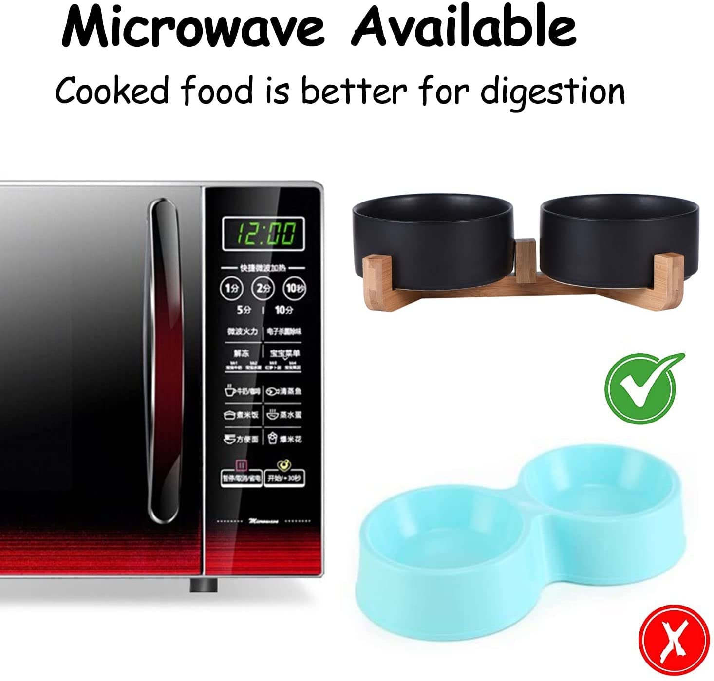 Ceramic Dog Cat Bowls Set with Stand,Black Pet Food and Water Bowl,Small Dog Bowls Cute Modern anti Slip Set of 2 Pet Feeder Small Size Pet Dish(13.5Oz/5.1 In)