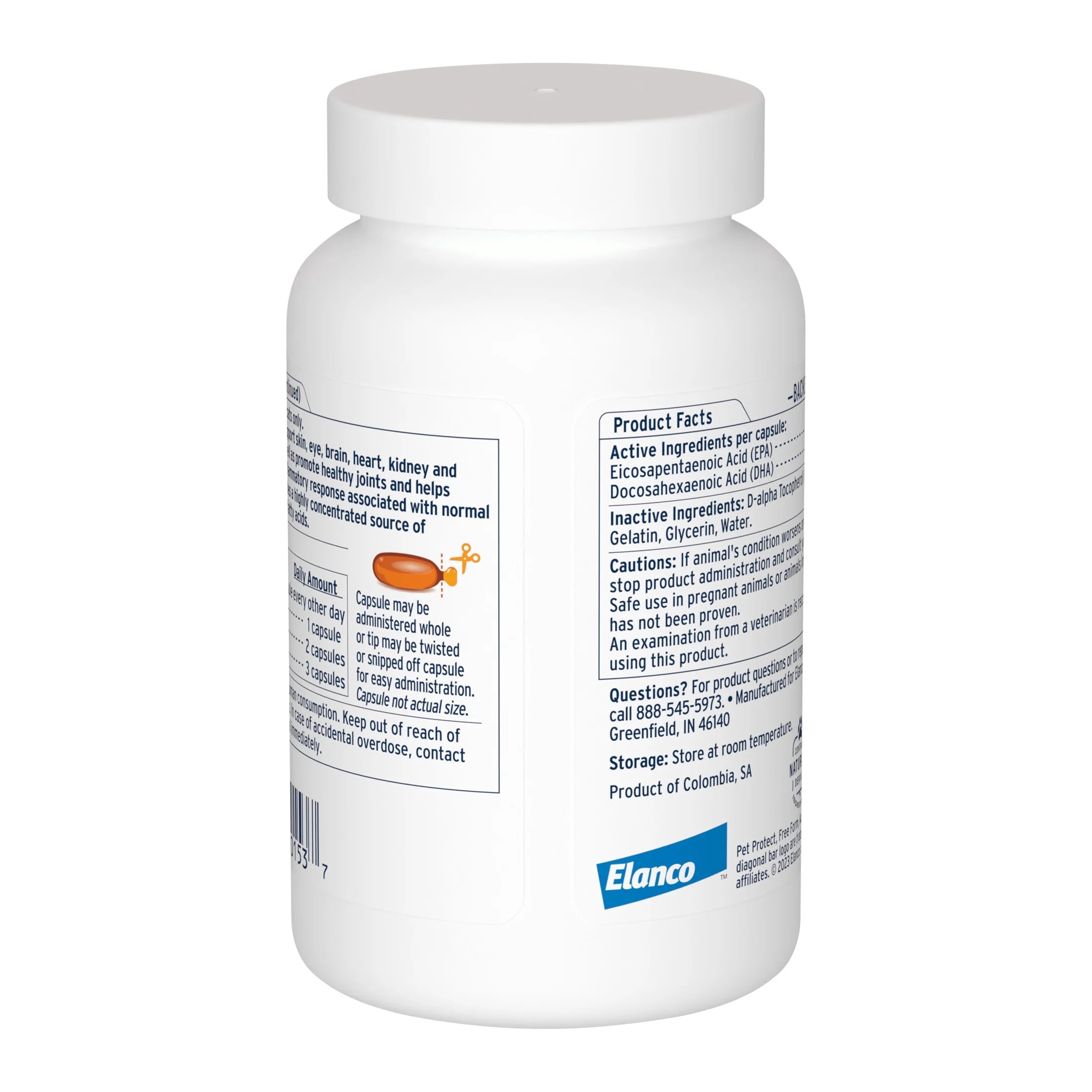 Cat & Small Dog Omega-3 Supplement, Free Form Blend, 60 Snip-Tip Capsules