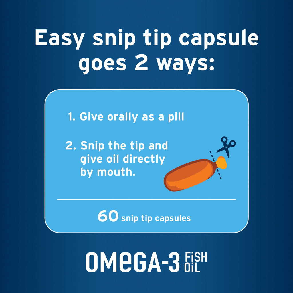Cat & Small Dog Omega-3 Supplement, Free Form Blend, 60 Snip-Tip Capsules