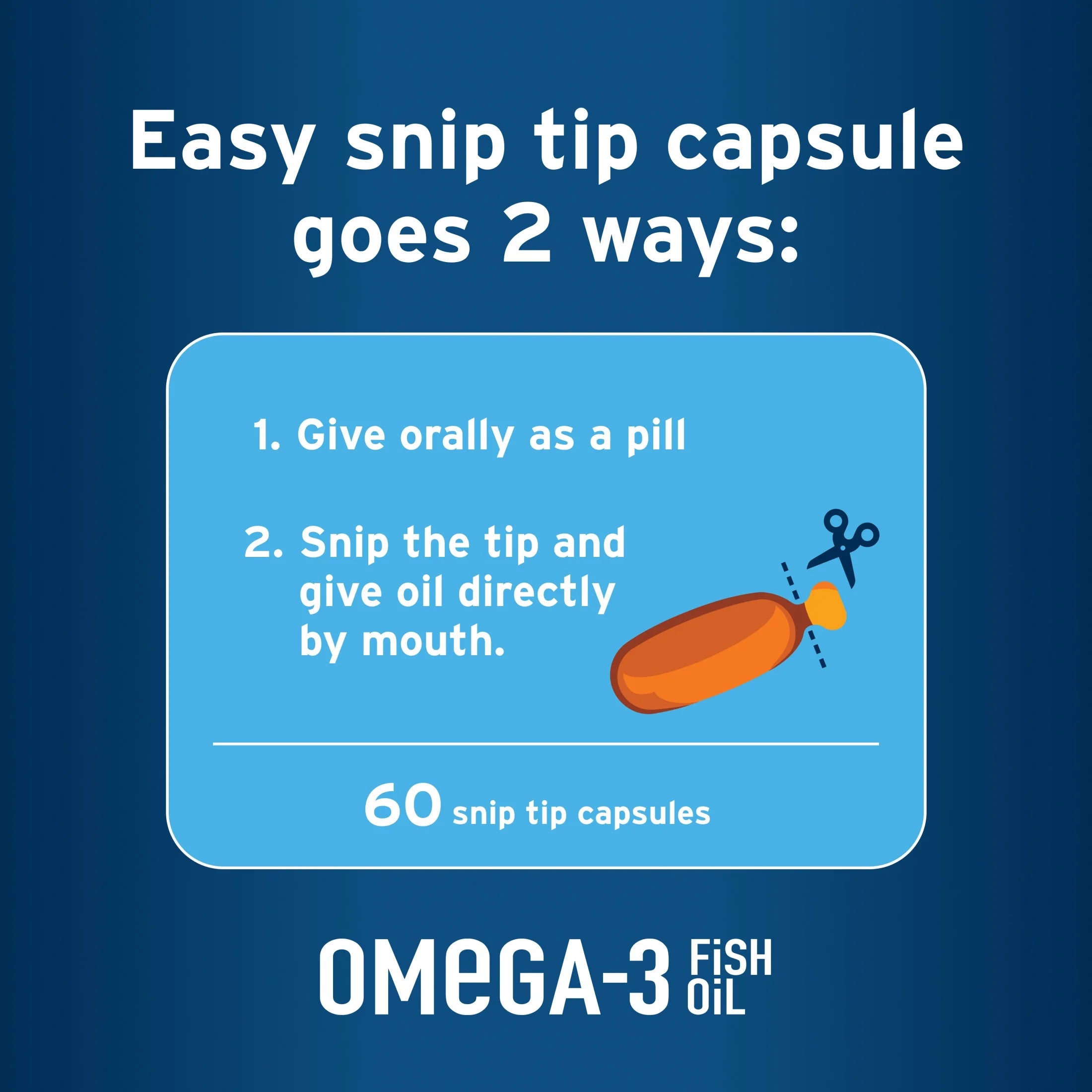 Cat & Small Dog Omega-3 Supplement, Free Form Blend, 60 Snip-Tip Capsules