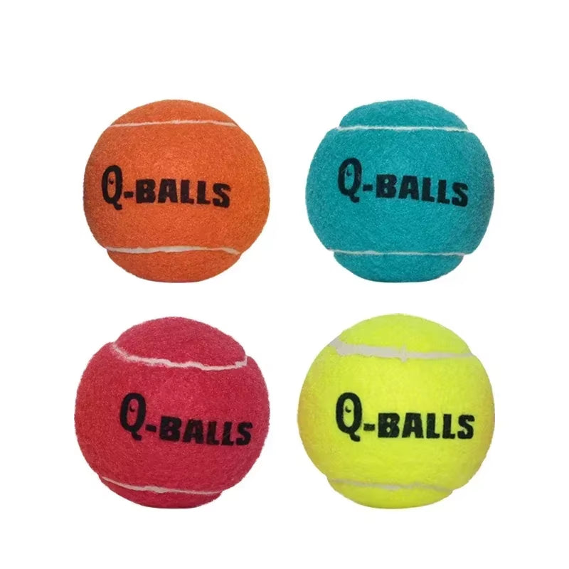 Dog Toy Set Q-MONSTER Thick Walled Natural Rubber Squeak Chew Balls for Dogs Tennis Interactive Bouncy Balls for Training 4-Pack