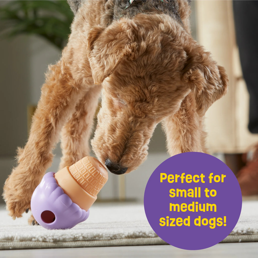 Brightkins Ice Cream Dog Toy Treat Dispenser, Playful Training for Small & Medium Dogs to Chew