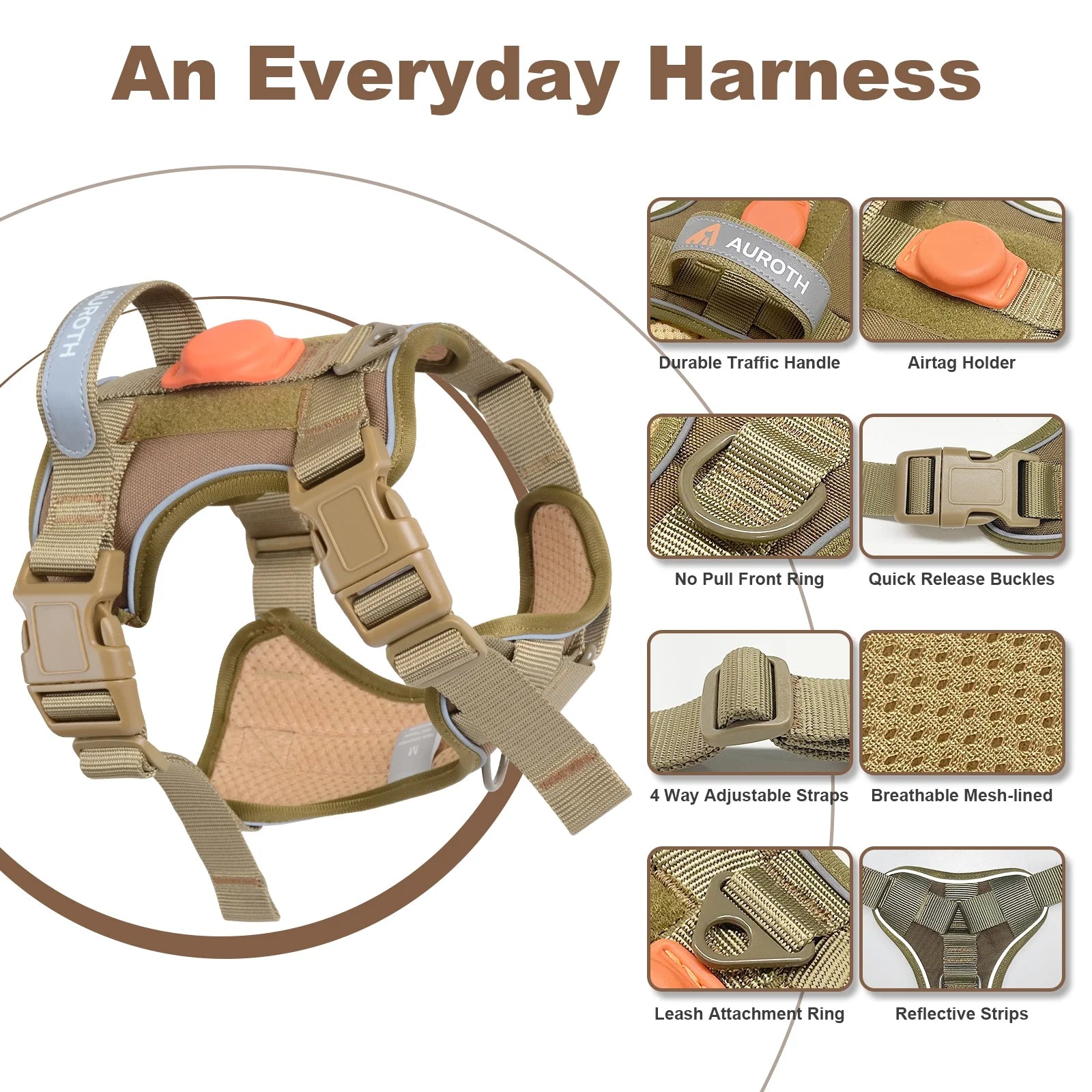 Dog Harness for Large Dogs, No Pull Dog Harness with Handle, Reflective Pet Vest Harness, Adjusatble XL Dog Harness