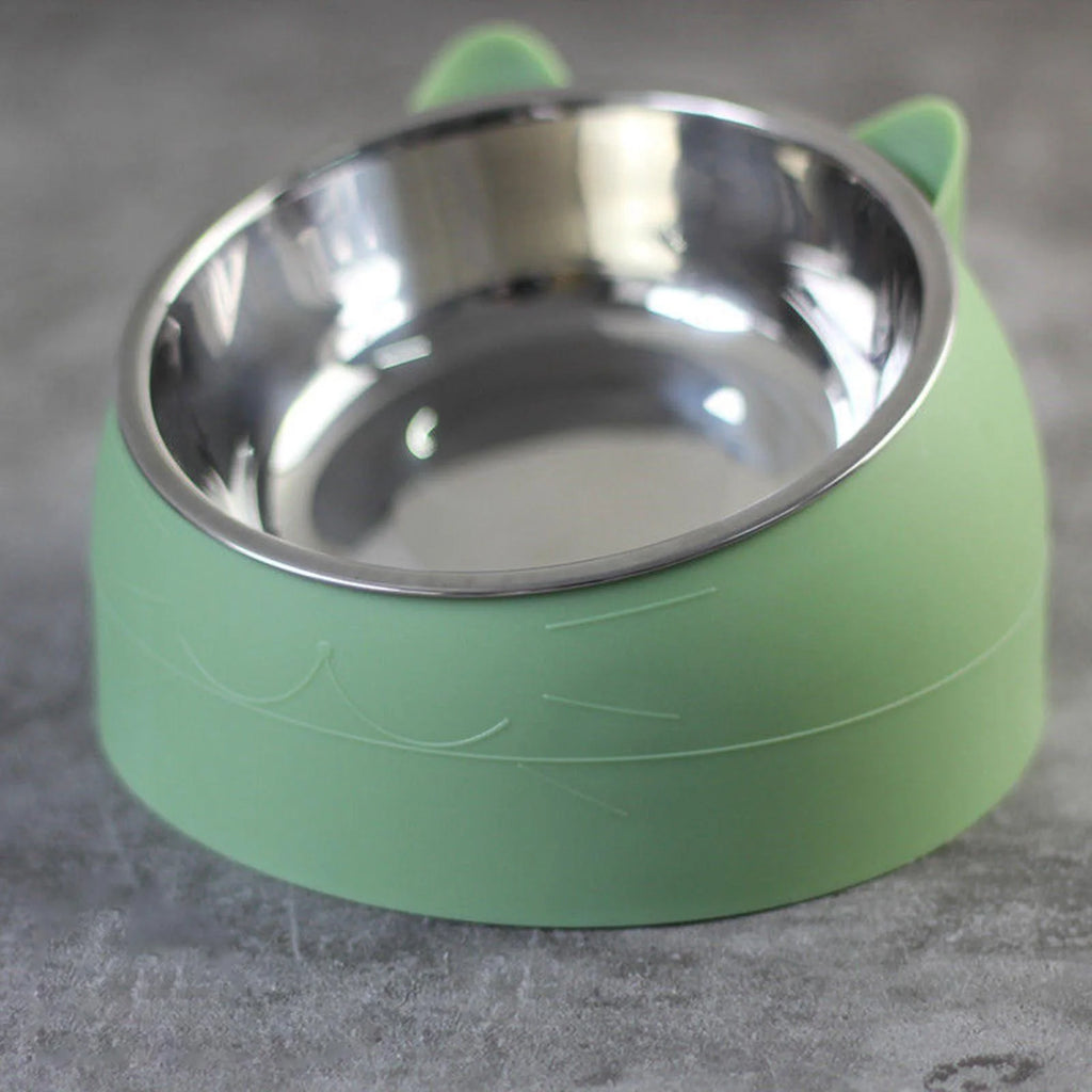 Pet Food Water Bowls Tilted Elevated Raised Cat Bowls Cat Feeder Dishes Protect Cats, Small Dogs Indoor Green