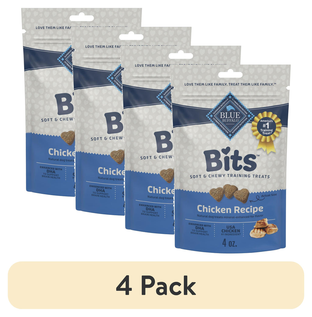 (4 Pack)  Bits Soft Dog Treats for Training, Enhanced with DHA, 4-Oz. Bag
