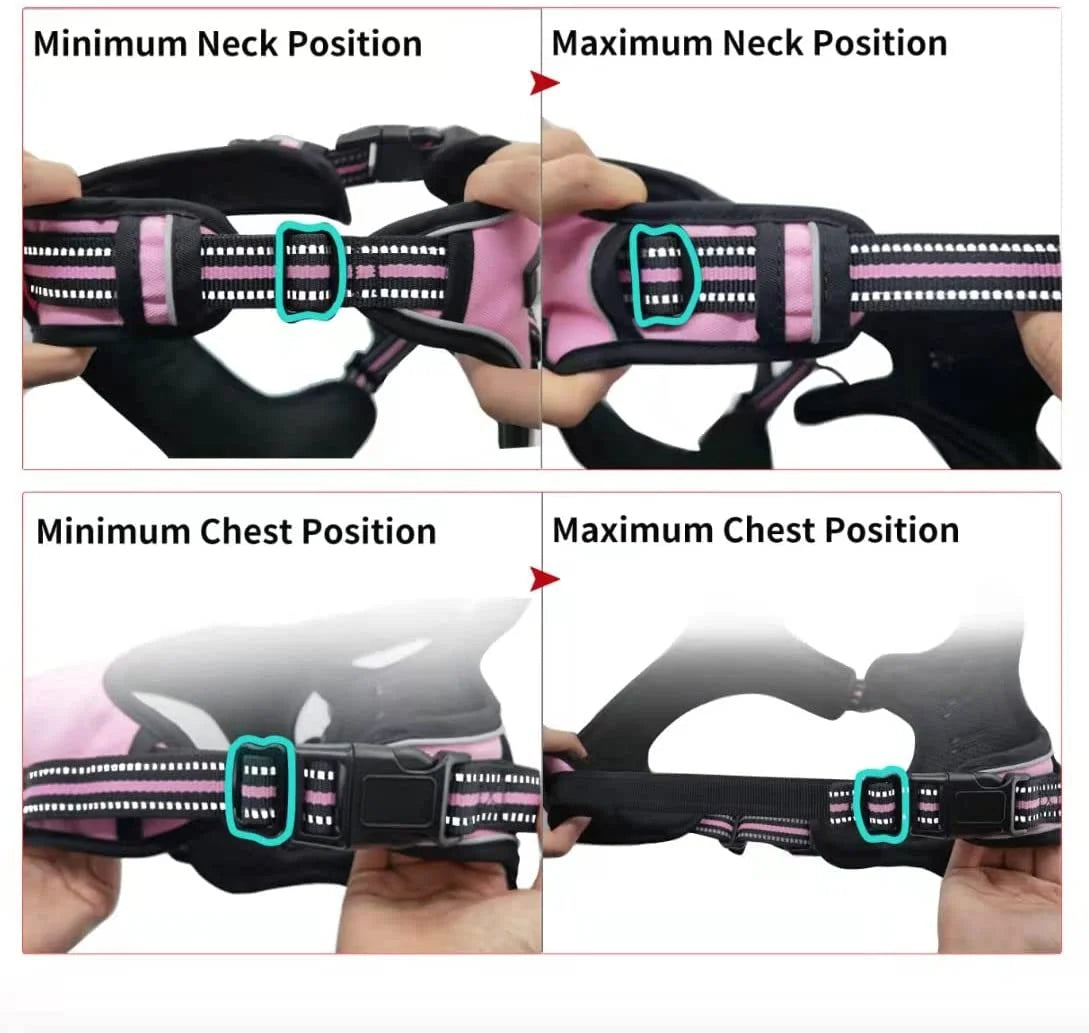 No Pull Dog Harness, Adjustable Dog Walking Harness with Breathable Padded Vest, Pink/Xl