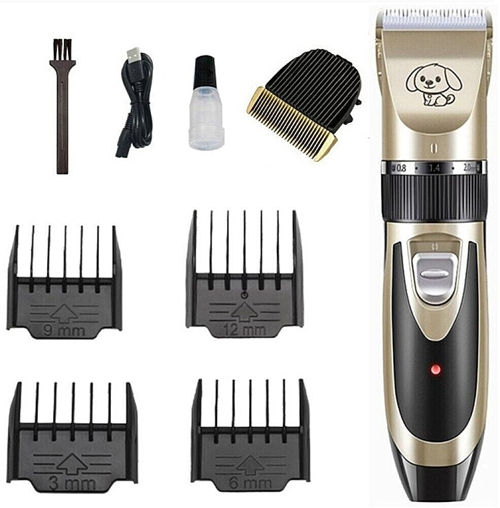 Dog Cat Pet Grooming Kit Rechargeable Cordless Electric Hair Clipper Trimmer Set