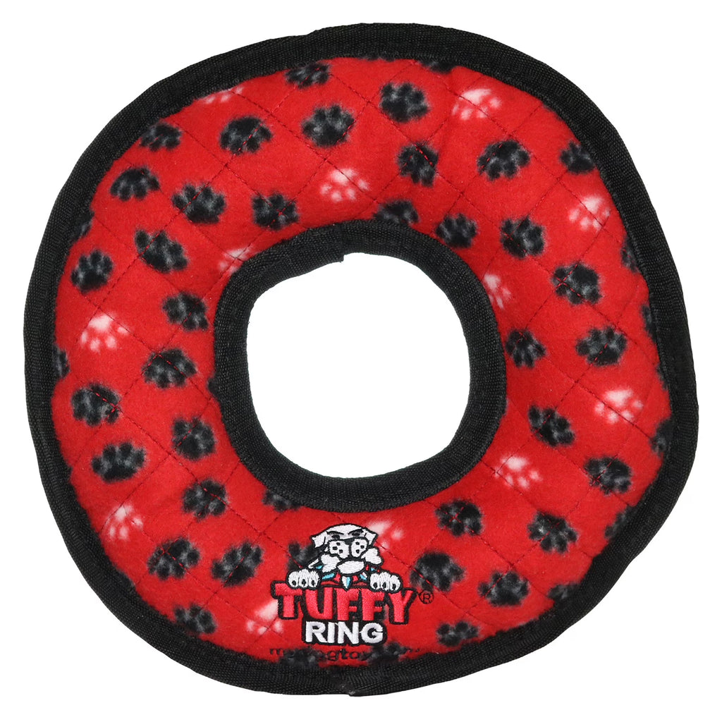 Ultimate Ring Red Paw Durable Plush Squeaky Dog Toy