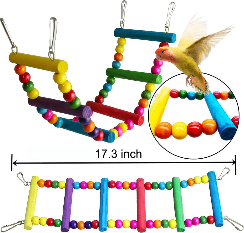 6 PCS Bird Toys Parakeet Toys, Colorful Parrot Toy for Small Parakeets Cockatiels Conures Finches Swing Chewing Hanging Bell Cage Hammock Toy