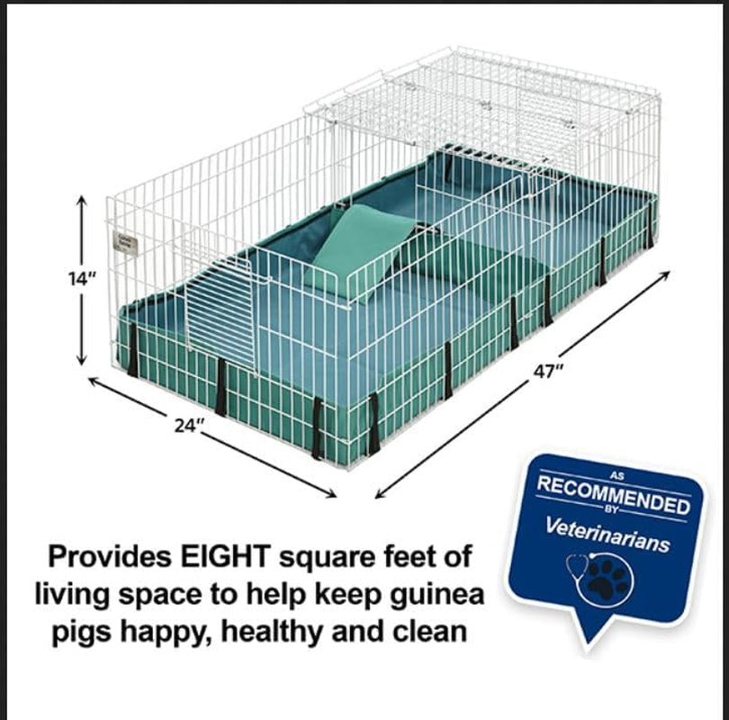 Guinea Habitat plus Cage, Includes Divider Panel and Hinged Top, Washable PVC Canvas Bottom, Expandable Small Animal Cage for Guinea Pigs, 171GHP