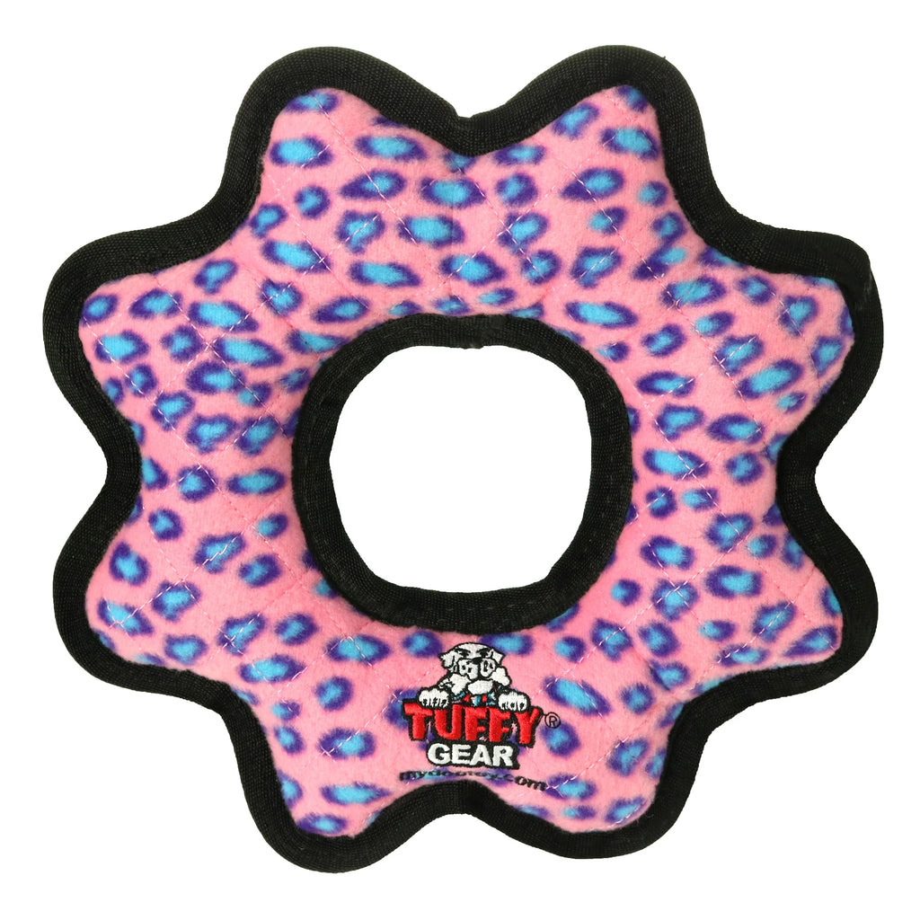 Ultimate Gear Ring Pink Leopard Durable Plush Squeaky Dog Toy
