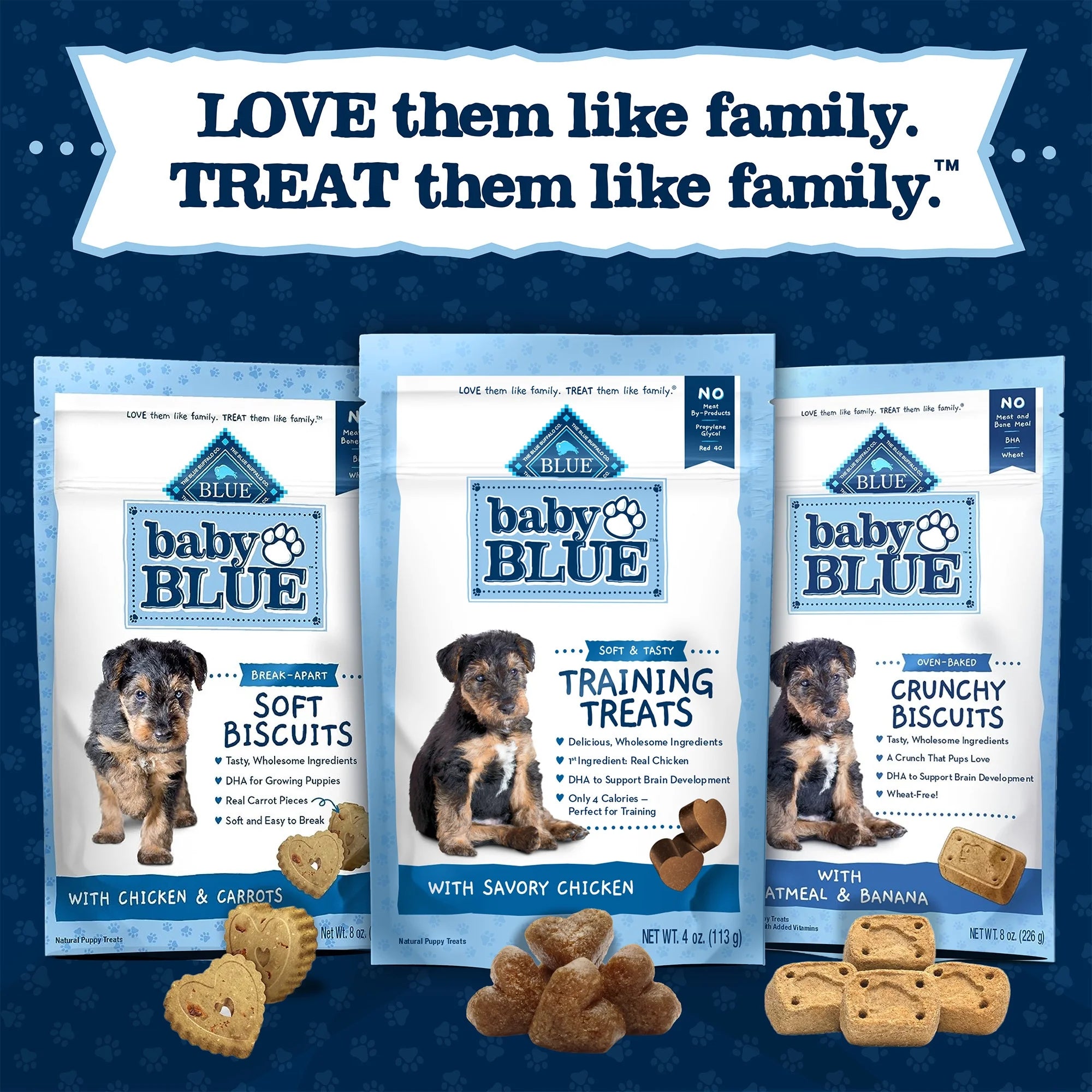 Baby BLUE Puppy Training Treats for Dogs with DHA, Savory Chicken, 4-Oz. Bag