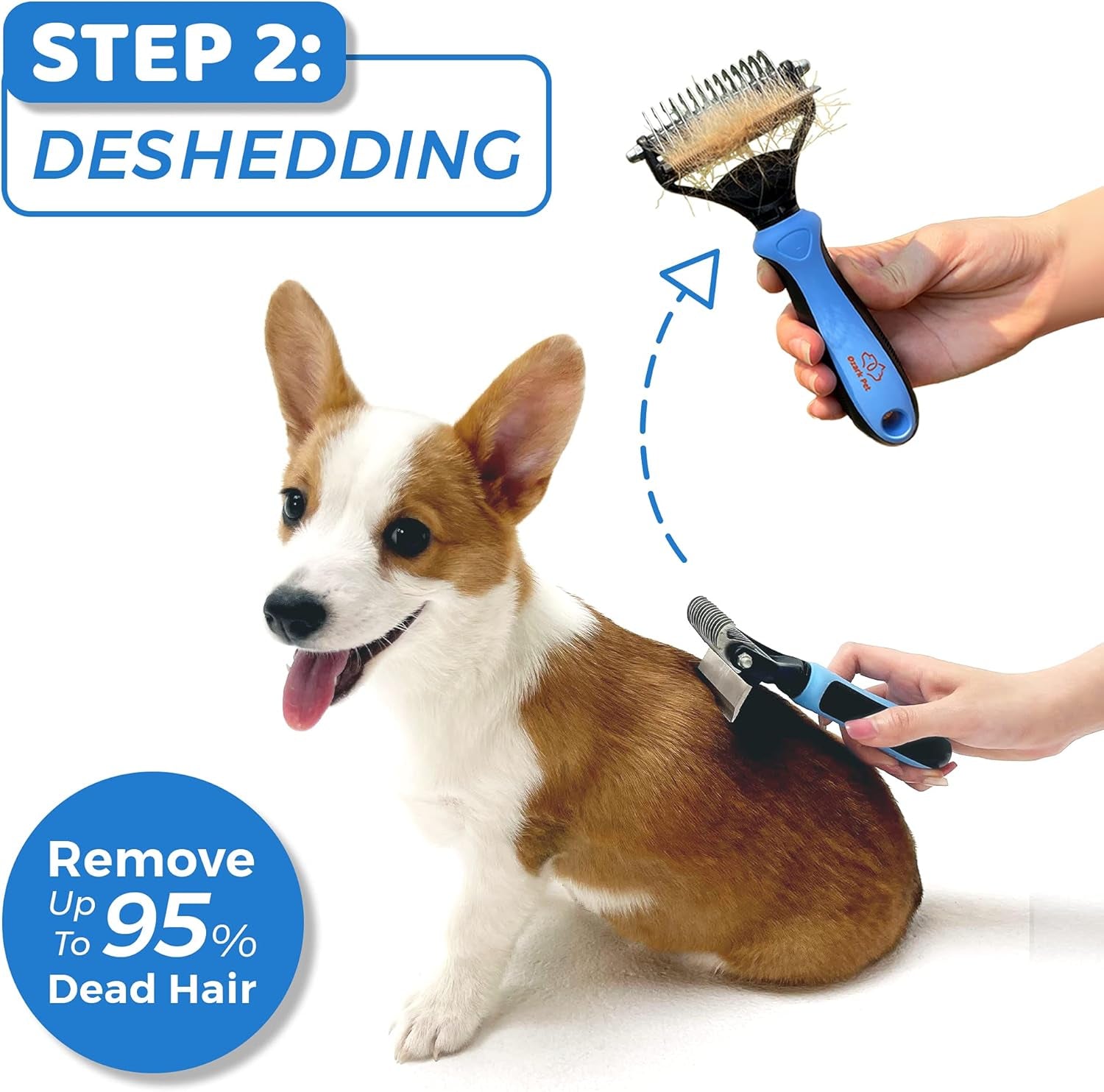 Dog Brush and Cat Brush-With Deshedding Brush, Dog Dematting Tools, Undercoat for Dogs, Deshedding Tool, Reduce Shedding up to 95%, for Short to Long Hair, and Large Breeds by  (Blue L)