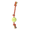 Mammoth Flossy Chews Cottonblend 3 Knot Tug with Big 6" Tennis Ball Rope Dog Toy, Extra-Large, 36", Assorted Colors
