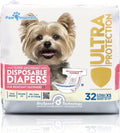 Disposable Dog Diapers Female| Puppy, Doggie, Cat Diapers |Diapers for Dogs in Heat Period, Diapers That Stay on Bulk, Senior, Excitable Urination, or Incontinence (X-Small, 32 Count)