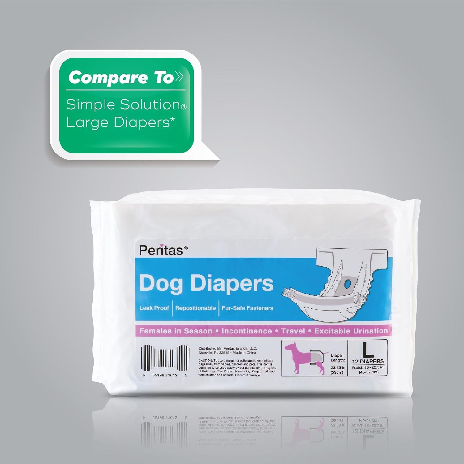 Disposable Dog Diapers | Female Dog Diapers |Puppy Diapers, Diapers for Dogs in Heat, or Dog Incontinence Diapers (144 Count, Large)