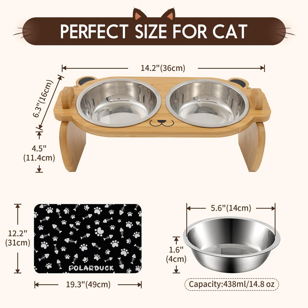 Tilted Elevated Cat Food Bowls Set: Raised Pet Dishes for Cats & Puppy