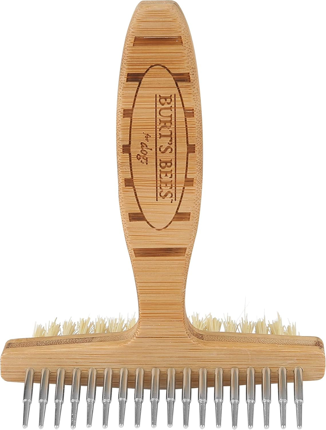 Brown Oblong Double Sided Dog Brush - All Hair Types, Unisex, 0.2 Lbs, Hemp Bristle for Detangling, Shedding Rake for Mats Removal