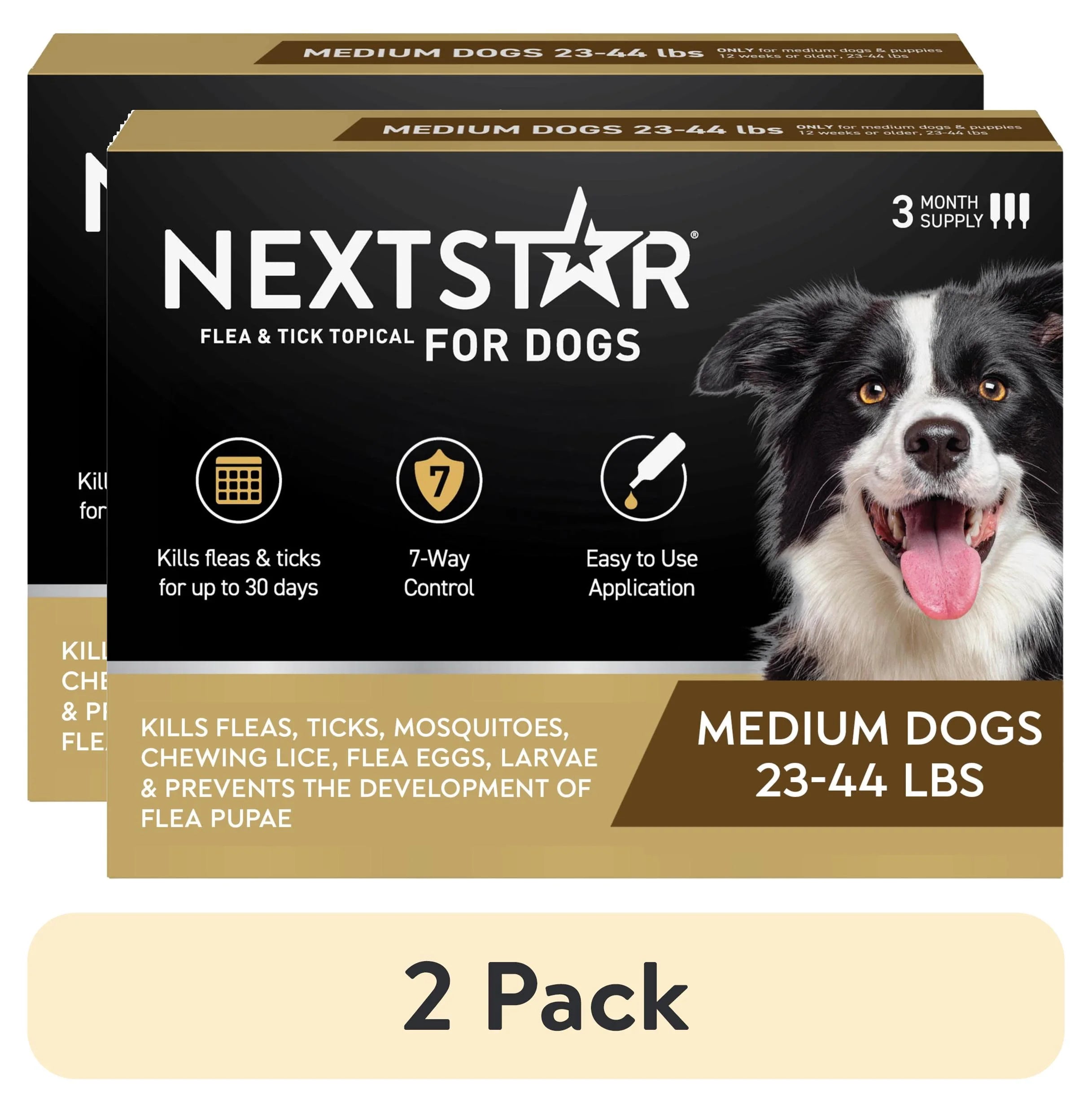 (2 Pack)  Flea & Tick Topical Prevention for Dogs 23-44 Lbs, 3-Month Supply