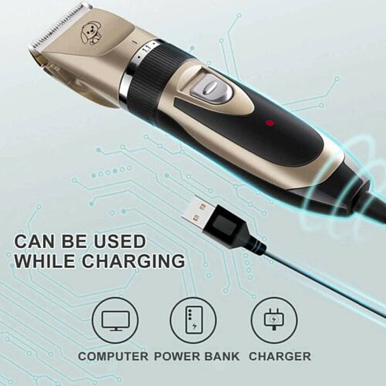 Dog Cat Pet Grooming Kit Rechargeable Cordless Electric Hair Clipper Trimmer Set