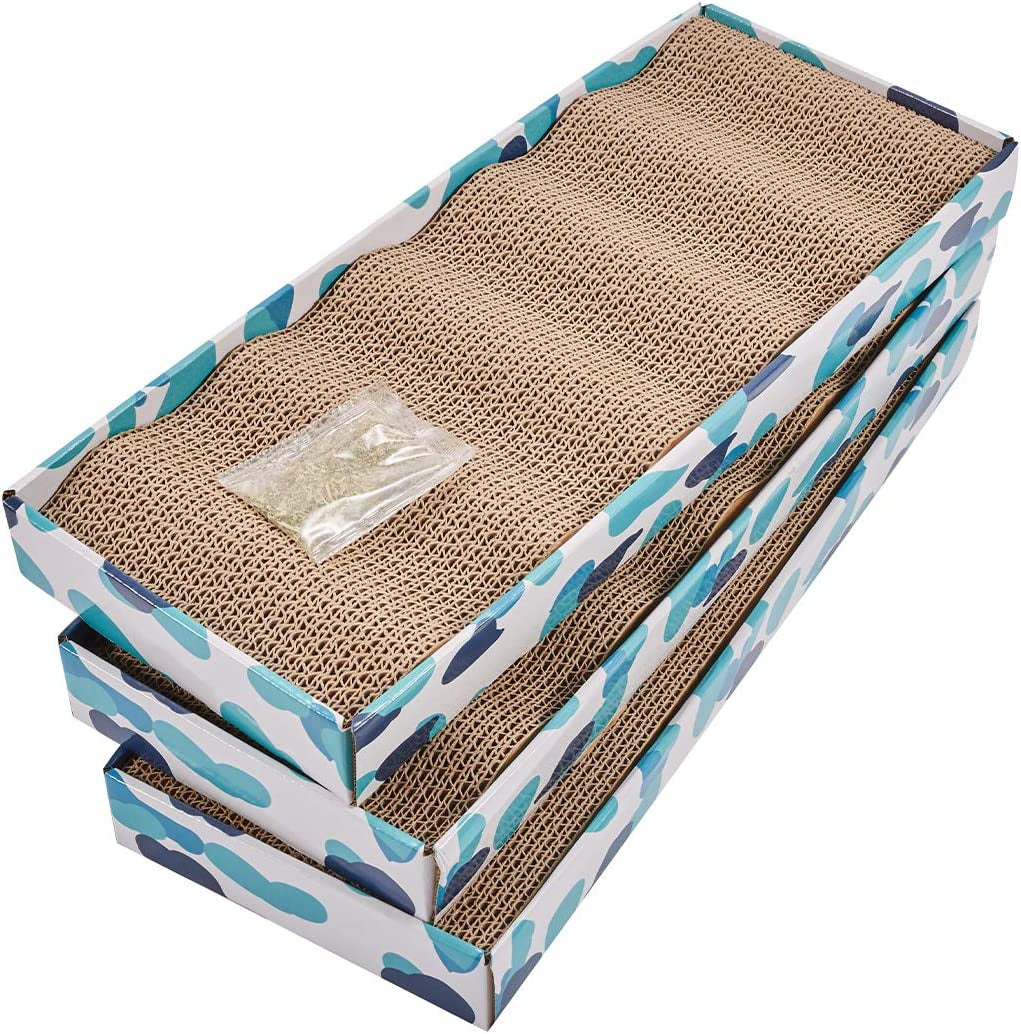 Cat Scratcher Cardboard Reversible Cat Scratch Pad Kitty Corrugated Scratching Board Bed Catnip Included