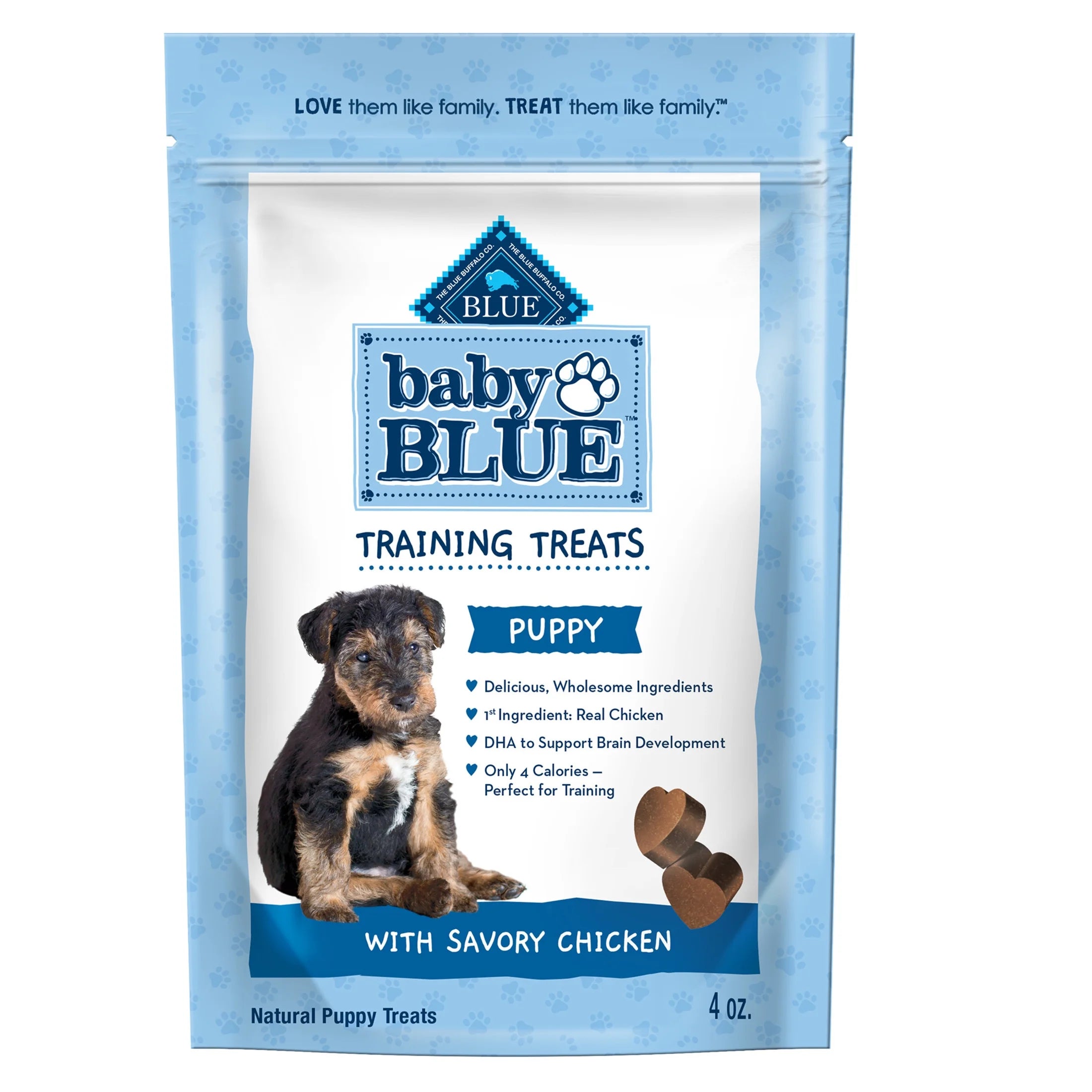 Baby BLUE Puppy Training Treats for Dogs with DHA, Savory Chicken, 4-Oz. Bag