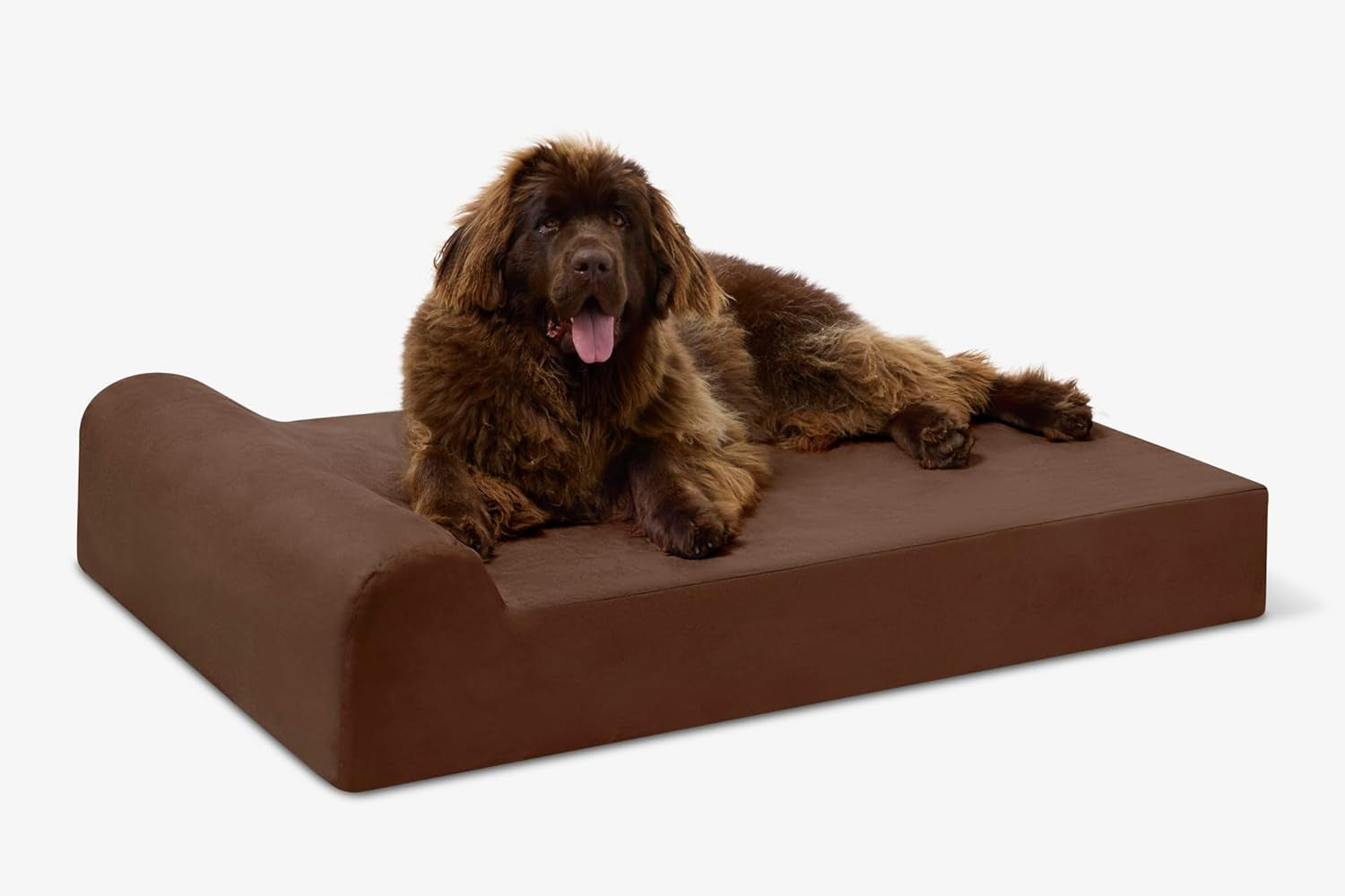 Barker Beds XL Orthopedic Dog Bed - 7" Pillow Top with Headrest - 75-120 Lbs - Memory Foam for Joint Pain & Arthritis - Vet Recommended, Washable Cover - Made in USA - 52"X36"X7" - Chocolate