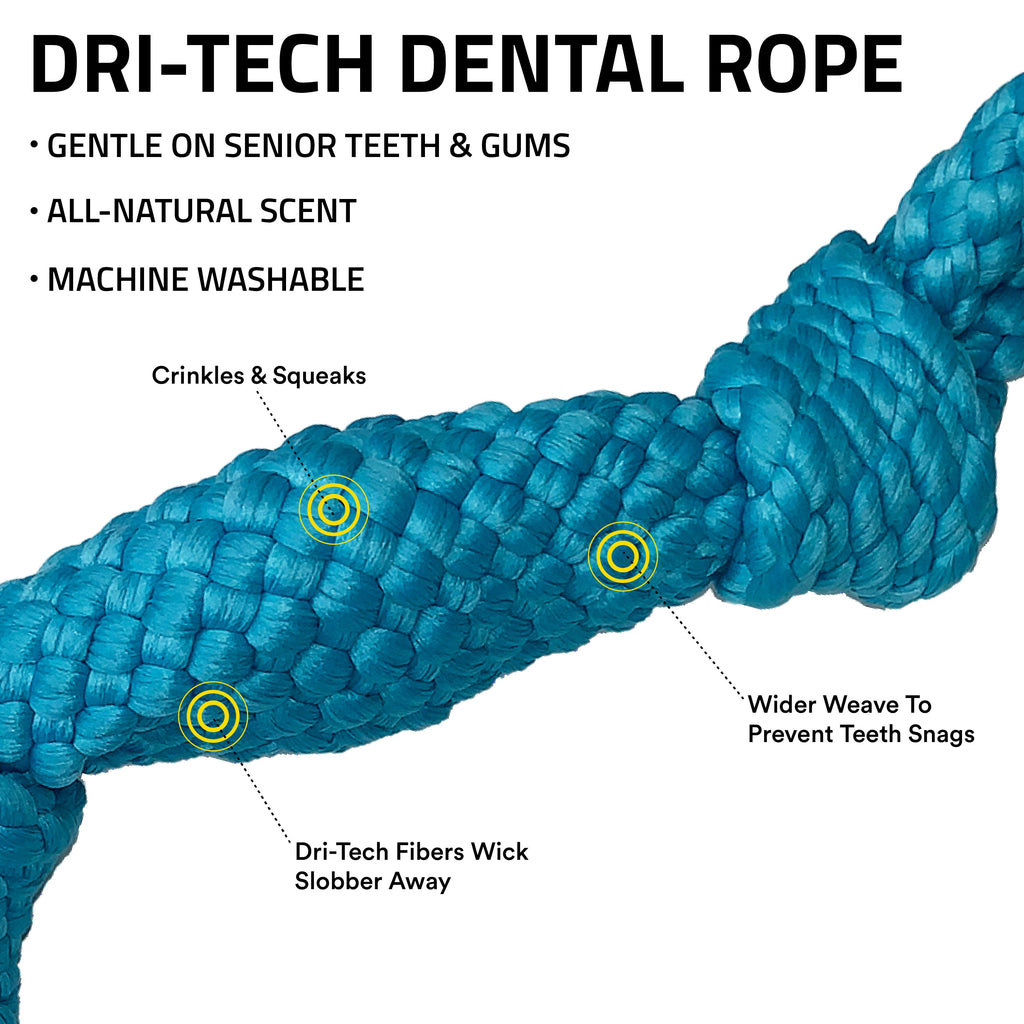 Dog Toys | Dental Chew Rope for Senior Dogs, Peanut Butter Scented Toy - Jumbo
