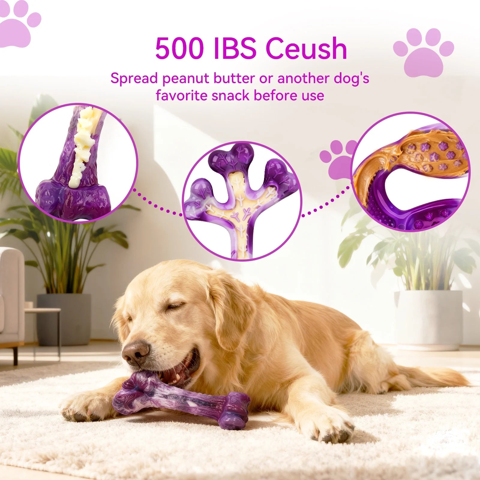 3 Pack Dog Toys for Aggressive Chewers,Meat Flavors (Bacon/Beef/Smoked) Dog Chew Toy, Extra Durable Rubber Bones for Aggressive Chewers,Indestructible Dog Toys to Keeps Dogs Busy