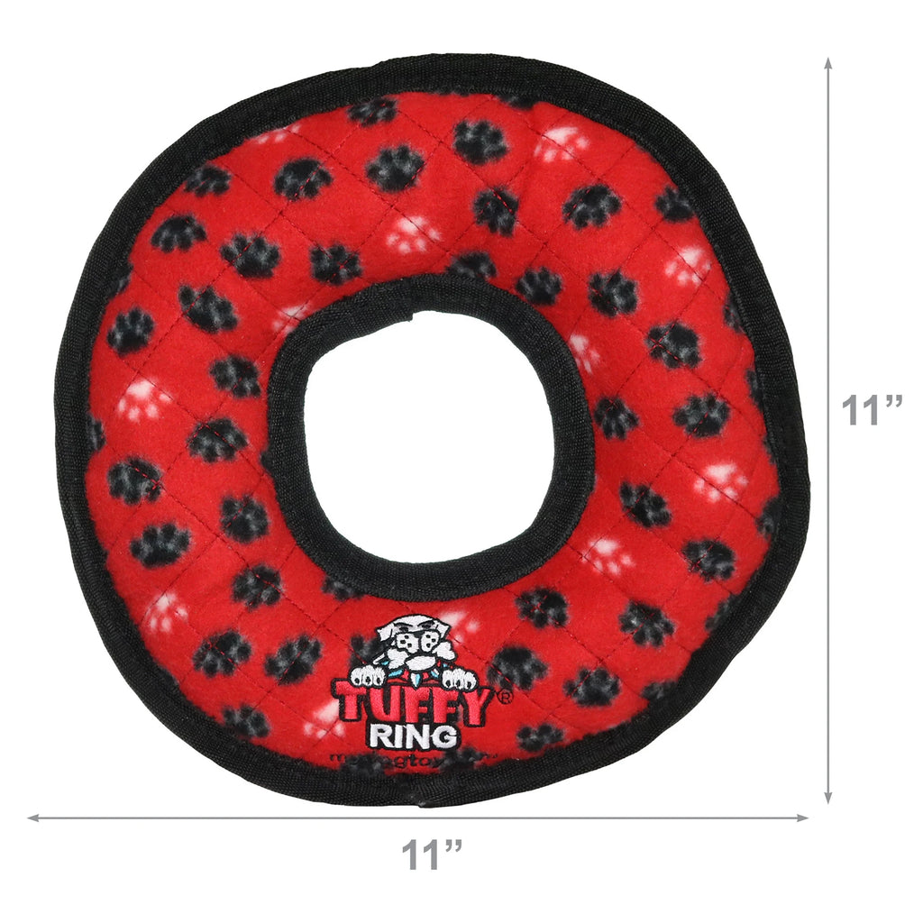 Ultimate Ring Red Paw Durable Plush Squeaky Dog Toy