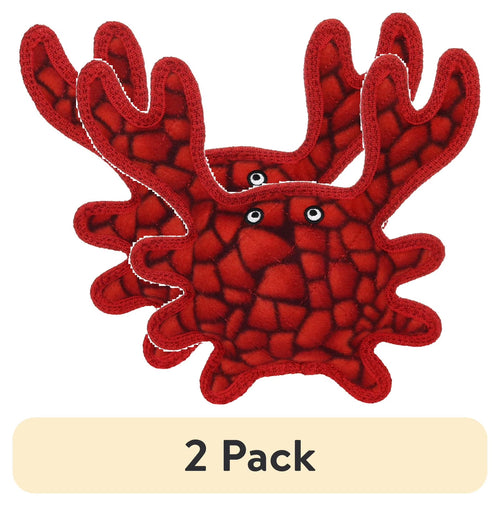 (2 Pack) Tuffy Medium Crab Red Durable Plush Dog Toy