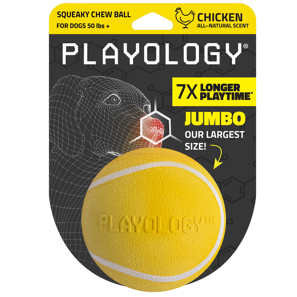 Dog Toys | Squeaky Chew Ball, Chicken Scented Toy - Jumbo