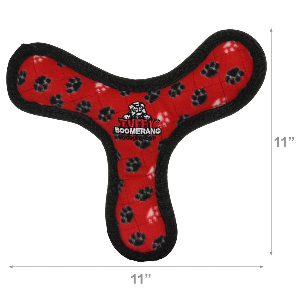 Ultimate Boomerang Red Paw Durable Plush Squeaky Dog Toy