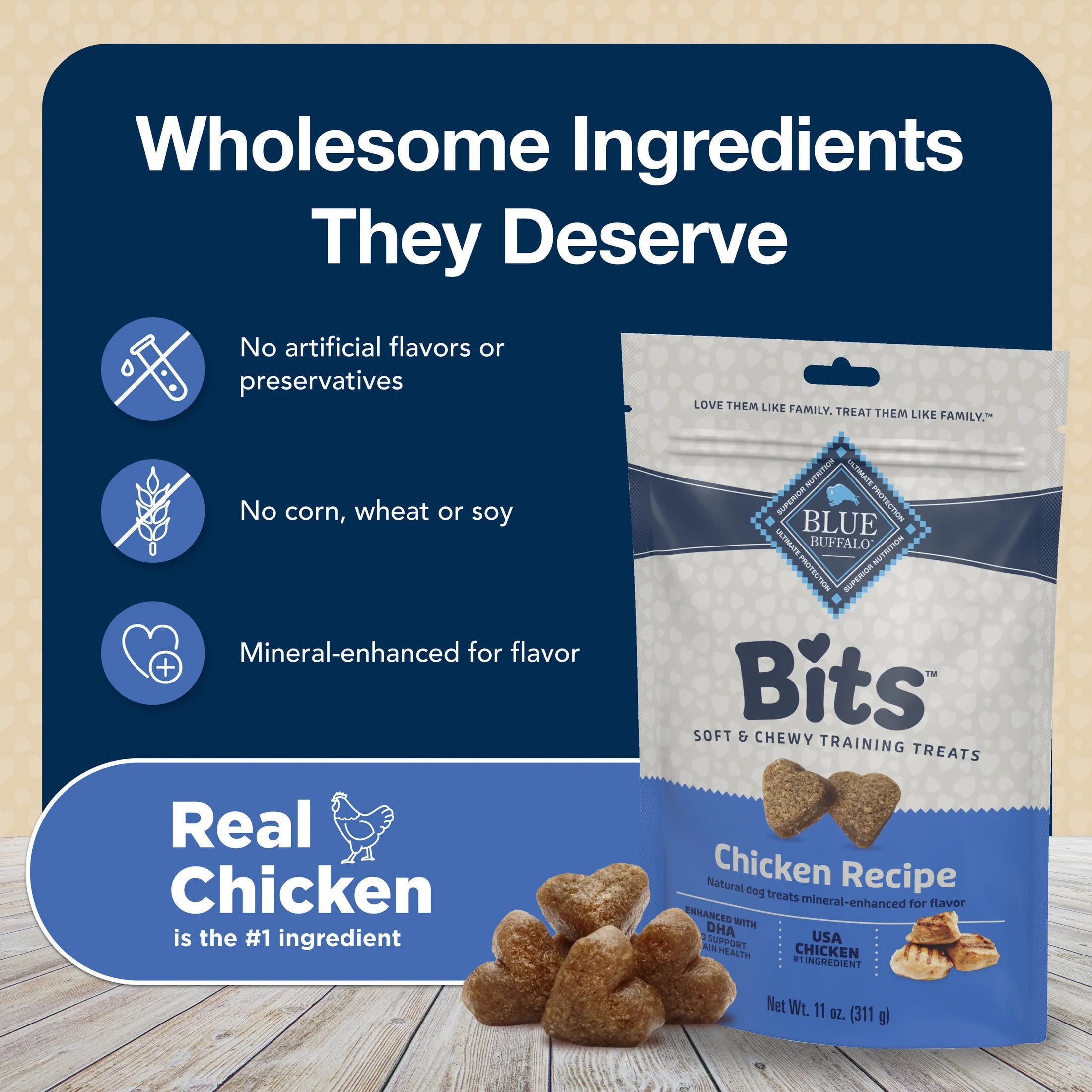 (4 Pack)  Bits Soft Dog Treats for Training, Enhanced with DHA, 4-Oz. Bag