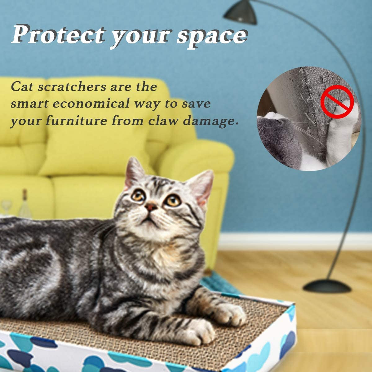Cat Scratcher Cardboard Reversible Cat Scratch Pad Kitty Corrugated Scratching Board Bed Catnip Included